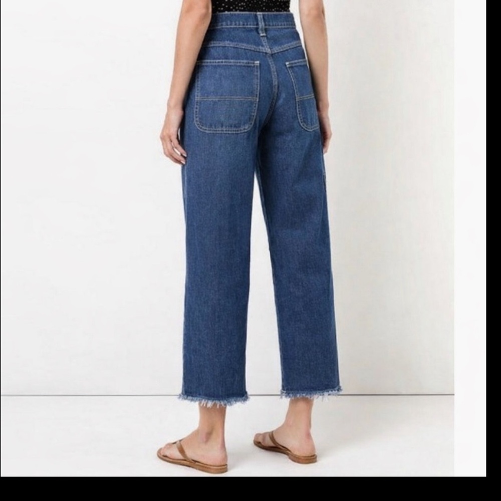 Reformation Max Jeans 26 vintage inspired carpenter Indigo wash frayed crop - Picture 4 of 11